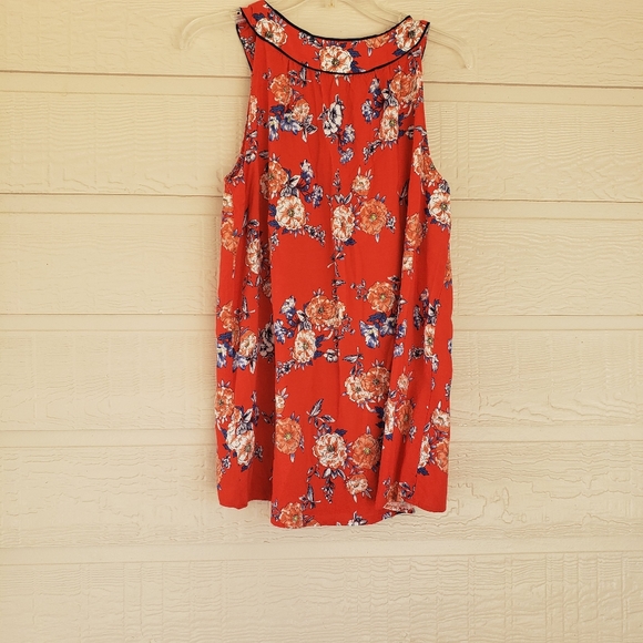 AGF Tank Top woman’s large Floral red Blue Blouse Top scooped neck feminine - Picture 4 of 4